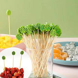 Cocktail Picks 100 stuks cocktailsticks fruit spiesen tandenstokers van hout bamboe cocktailspiesen voor taarten decoratie cupcakes fruit desserts grillgerechten fingerfood fruit bruiloft party accessoires groen 13 cm