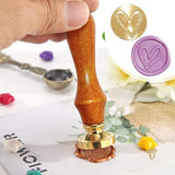 A Love Heart Seal Stamp with Wooden Handle and Brass Head, Removable Stamp, Personalised Invitation Cards, Wedding/Birthday Decoration, Wax Seal/Gift Packaging (Wood)