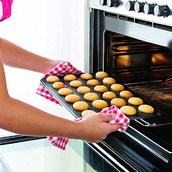 Muffinbak met antiaanbaklaag, muffinvorm voor 24 muffins, bakvormen, bakplaat, antiaanbaklaag voor muffins, minicupcakes, brownies, cakes, pudding, antiaanbaklaag, gemakkelijk schoon te maken