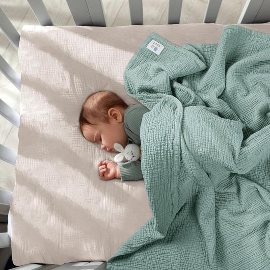 Mousseline Deken voor baby's, ademende babydeken, babydeken voor pasgeborenen, zachte kruipdeken voor kinderen, mousseline slaapdeken voor peuters, meisjes en jongens, 120 x 120 cm (salie)