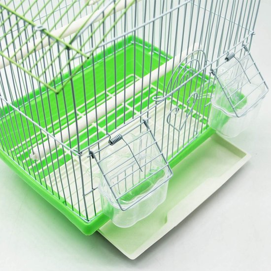 Vogelkooi, volière, parkiet, kanaries, met voederplaats, Saltado, zitstokken om uit te rusten, willekeurige kleur, 23 x 30 x 39 cm