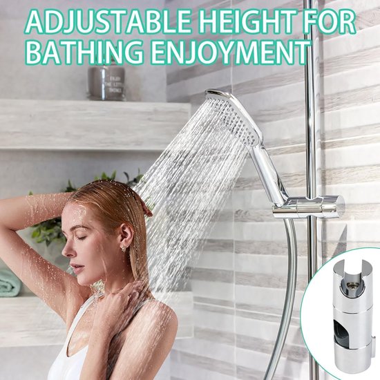 Douchedouchehouder, verstelbare douchekophouder voor glijstang 19-25 mm, 360° draaibaar, douchedouchehouder zonder boren, klikbare douchekophouder, handdouchehouder