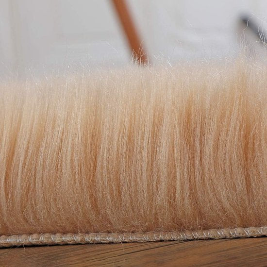 Imitatie lamsvacht schapenvacht tapijt, Kunstbont in superzacht imitatievacht tapijt voor slaapkamer vloer woonkamer woondecoratie tapijt bedmat bankmat (bruin, 60 x 90 cm)