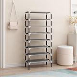 Zwart 8-laags schoenenopbergrek organisator plankhouder standaard voor 24 paar schoenen, extra stevig ontwerp met 16 mm verdikte buizen