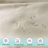 Buitengordijn weerbestendig met oogjes aan de boven- en onderkant (veel hoogtes en breedtes om uit te kiezen), waterdicht privacyscherm, terraszonwering voor balkon, veranda, pergola, tuinprieel, beige