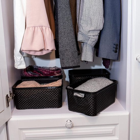 3-delige set, maat S (28,5 x 19,5 x 12,9 cm), 7 l, BPA-vrije kunststof (polypropeen), zwart, 3 stuks