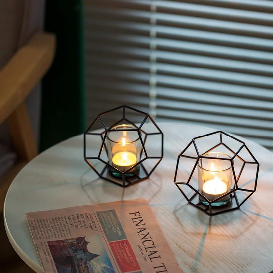 Kaarsenhouder Kaarsenhouder Kaarsenhouderset Metaal 6-delig Ijzer Decoratieve lantaarn Kaarsenhouder voor stompkaarsen Zwart Moderne kaarsenstandaard Tafeldecoratie voor bruiloft Woonkamer