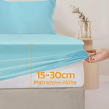 Matrasbeschermer, waterdicht, 200 x 200 cm, hoeslaken, ademende matrasoplegger, incontinentie-oplegger, waterdichte matrasbescherming, vochtbescherming, hoeslaken, cyaan