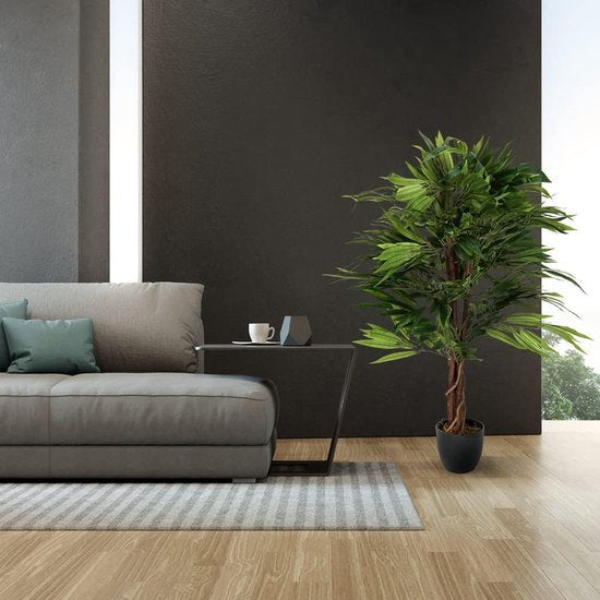 Kunstplant mango hoogte 130 cm groen 588 bladeren grote kamerplant mangoboom potplant boom kunstmatig