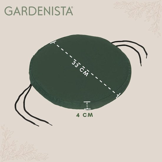 Tuinronde bistrostoel-zitkussen, bekleding voor tuininrichting buitenshuis, veilige banden om niet weg te glijden, waterafstotend, comfortabel, robuust, 33 cm, groen