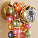 Gouden kapstokhaken, wandmontage, wandhaken, handdoekhouder, messing, set van 5, kristal, met boren, voor badkamer