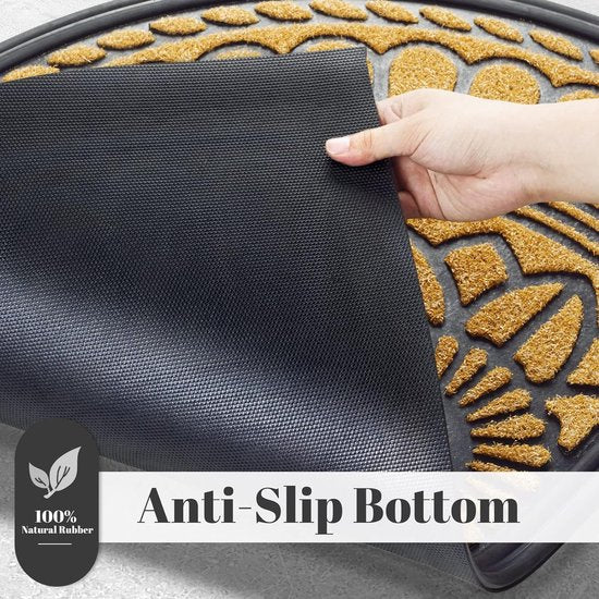 Deurmat 45 x 75 cm antislip entreemat robuuste deurmat vuilvangmat met rubberen coating voor buitengebruik geel