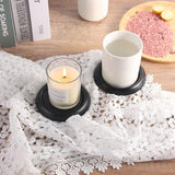 Onderzetters, 2 stuks, metaal, zwart, drankonderzetters, kaarsenhouder, kaarsenbord voor stompkaarsen, koffiekopjes, glazen, 7,5 cm kandelaar