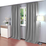 Thermogordijn, ondoorzichtig, eenkleurig verduisteringsgordijn met universele plooiband, 2 stuks, grijs
