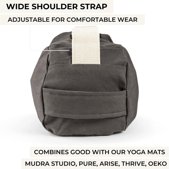 yogatas van biologisch katoen, eerlijk & ecologisch geproduceerd, grote tas voor yogamat met extra veel ruimte, voor yogamatten & yoga-accessoires