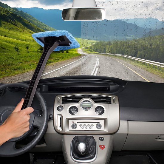 Lange handgreep voorruitreiniger auto ruitenreiniger binnen schone demist - verpakking met 2 stuks