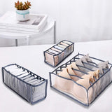 3-delige opvouwbare mesh-organizer, ondergoed-lade-organizer voor babykleding, sokken, sjaals, beha's (wit, bruin, grijs, zwart) (grijs) nylon