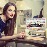 QILICZ Sieradenstandaard, oorbelhouder, oorbelstandaard, 144 gaten, oorstekers, standaard, oorbel, organizer, sieradenhouder, oorsieraad-display, sieradenopslag, 30 x 30 cm, wit