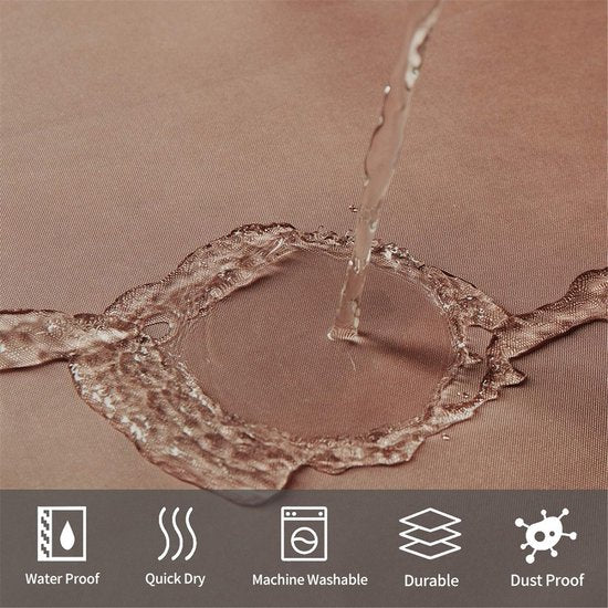 Douchegordijn, textielgordijnen van stof, waterdicht, schimmelwerend, wasbaar, badkamergordijn in bad, wit naar taupe, 180 x 200 cm, met 12 douchegordijnringen.