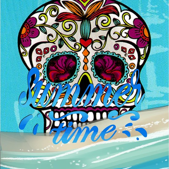 Microvezel strandlaken 90x170cm anti-zand, strandlaken zacht, 100% microvezel, sneldrogend - turquoise schedel