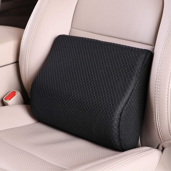 Lumbar kussen voor de auto, lendenkussen, traagschuim, ergonomisch rugkussen voor autostoelen, bureaustoel, rolstoel (zwart)