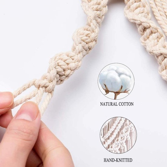 Macramé wandkleed boho deco geweven wanddecoratie wandtapijt Boheems tapijt geweven huisdecoratie chic huisdecoratie geschenken appartement slaapzaal kamerdecoratie (wit-blong)