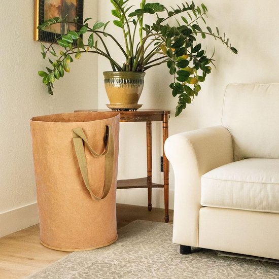 Wasmand 87 L Opvouwbare wasmanden Wasmand met lange/korte handgrepen Bruine waszak Wasmandverzamelaar van wasbaar kraftpapier Waszak