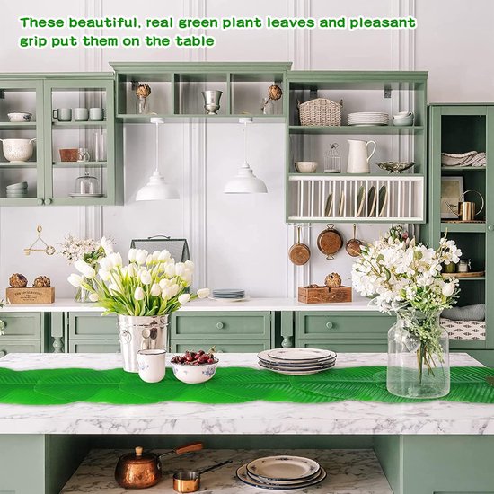 6 stuks kunstbananenbladeren, grote kunsttropische bladeren, groene bananenblad voor Hawaiian Luau party, thuis, keuken, bruiloftsfeest, woondecoratie