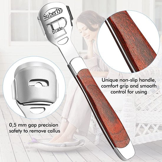 Pedicure eeltscheermesset, eeltverwijderaar, professionele voetschraper met voetvijlkop + 20 vervangende mesjes voor voetverzorging