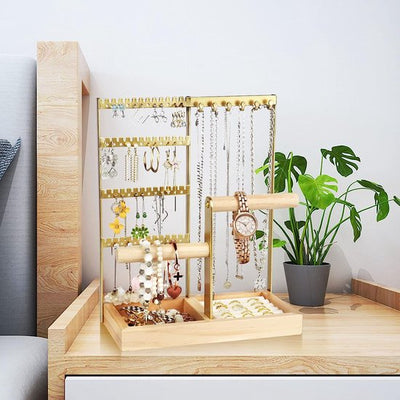 Sieradenstandaard, sieradenhouder, sieradenorganizer met ringbasis, sieradenopslag met 38 gaten oorbelhouder, kettingstandaard, voor ringen, horlogestandaarden, armbandhouder, kettingopslag (B Sieradenstandaard, sieradenhouder, sieradenorganizer met ringbasis, sieradenopslag met 38 gaten oorbelhouder, kettingstandaard, voor ringen, horlogestandaarden, armbandhouder, kettingopslag (B