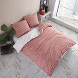 Puzzle beddengoed 135 x 200 cm, 4-delig, donkeroranje, ademend, renforcé beddengoedset met 2 x dekbedovertrek 135 x 200 cm + 2 x kussensloop 80 x 80 cm, bedlinnen donkeroranje