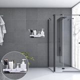 2 stuks badkamerrekken, doucheplank, zonder boren, wandrek, badkamer, zelfklevend, doucheplank, plastic douchemanden met 4 haken, badkamerrek, badkamerrek, zonder boren, plank voor