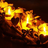 Kandelaar van hout - theelichthouder met vlinders en harten - houten lichtschaal - modern kaarsbord als tafeldecoratie - decoratief windlicht (kandelaar-wit)