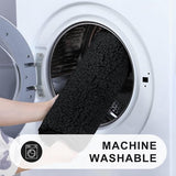 Antislip zachte mat voor toilet met uitsparing, afmetingen 51 x 61 cm, absorberende badmat, staand toilet, wasbaar, badmatten voor toilet, zwart.