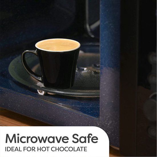 Espresso Kopjes Set van 6 Zwart met schotels - Keramisch - Houdt Lang Warm - Geschenkverpakking - 70ml