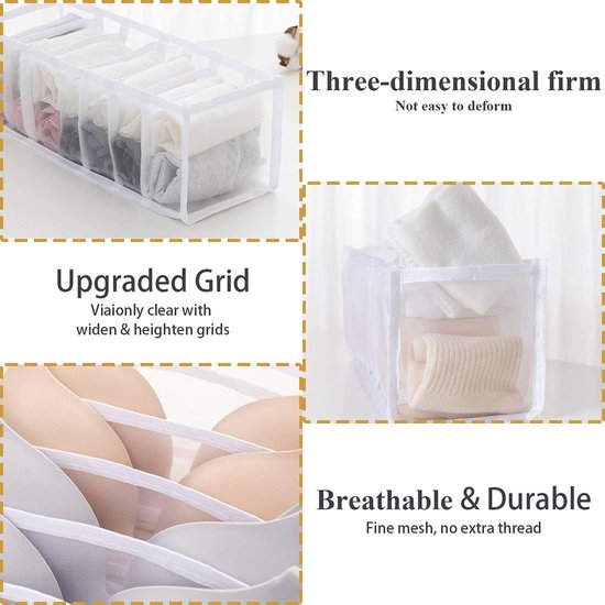 3 stuks ondergoed organizer, opvouwbare beha-organizer, beha, opbergdoos, wasbare opbergdoos, ondergoed, lade, organizer, kledingkast, organizer voor beha's, sokken, stropdassen, sjaals