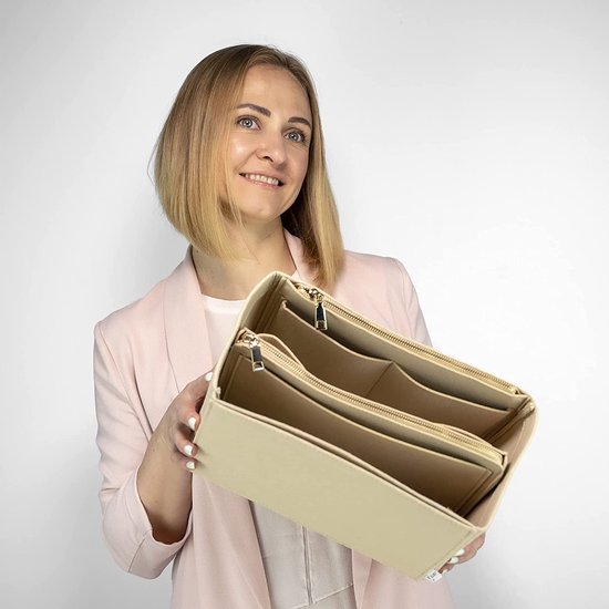 Neverfull mm organizer, handbag organizer van vilt met volgende, handbag organizer, tas in zak, 2-in-1, tasorganizer, beige, M