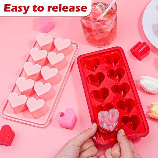 IJsblokjesvorm hart siliconen vorm 2 stuks siliconen ijsblokjeshouder hartvorm chocoladevorm bonbonvormen ijsblokjes vorm voor Valentijnsdag