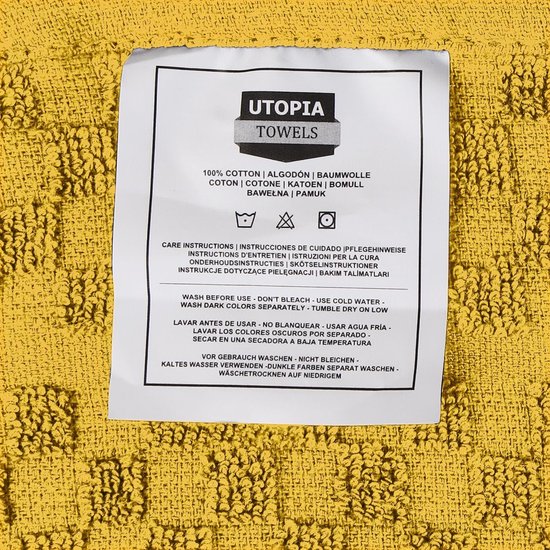 Set van 12 theedoeken, 38 x 64 cm, katoenen theedoeken, machinewasbaar (geel en wit)