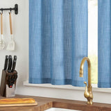 Vitrage bistrogordijn linnenlook raamgordijn gordijn gaas sjaals vitrage halftransparant raamgordijn keuken woonkamer landhuis set van 2 63 B x 60 H (cm) blauw