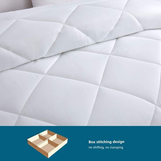 Dekbed, 155 x 220 cm, 4 seizoenen, doorgestikt dekbed 300 g/m², microvezel, 155 x 220 cm, super zachte deken, slaapdeken, ademend, 155 x 220 cm, wit