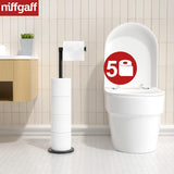 roestvrijstalen toiletpapierhouder, staand, zonder boren, voor toilet, waterdichte toiletpapierhouder, staand houden 5 rollen