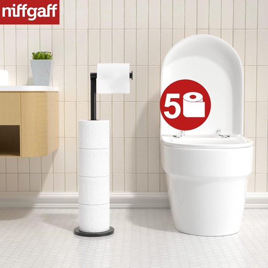 roestvrijstalen toiletpapierhouder, staand, zonder boren, voor toilet, waterdichte toiletpapierhouder, staand houden 5 rollen