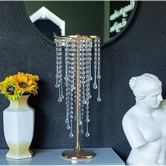 2 stuks woondecoratie bloem middelpunt acryl kristal bruiloft straat bewegende vazen gouden bruiloft decor vaas middelpunt bruiloft bloemenvazen metalen kristallen bloemenvazen (55cm)