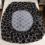 Hoeslaken, 200 x 200 cm, zwart geometrisch roosterpatroon hoeslaken, zacht microvezel boxspringlaken geschikt voor matrassen van 30 cm