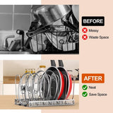 pannenhouder voor lade, uitbreidbare potdekselhouder met 7 verstelbare verdelers, potdeksel opbergpan organizer dekselhouder voor keuken, zilver