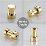 Gouden handdoekhaken - set van 5 | Roestvrije metalen wandhaken voor badkamer en keuken | Zelfklevend of aan de muur gemonteerd