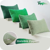 Kussensloop 30 x 50 cm groen set van 4 corduroy kussenslopen kussensloop decoratieve kussenhoes voor bank slaapkamer