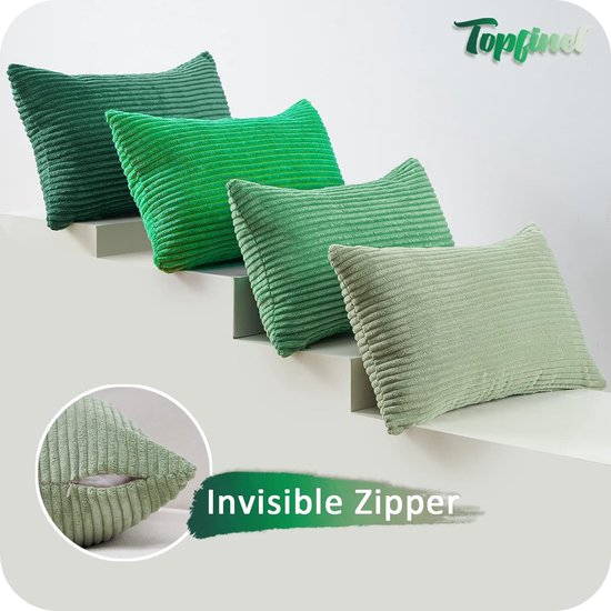 Kussensloop 30 x 50 cm groen set van 4 corduroy kussenslopen kussensloop decoratieve kussenhoes voor bank slaapkamer