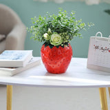 Aardbei vaas decoratie woonkamer moderne vazen rode aardbei decor aardbeienvaas mooie bloemenvaas decoratie esthetische blossom vaas rode bessen tulpenvaas framboos vaas voor pampasgras bloemen 15 x 15 x 15 cm